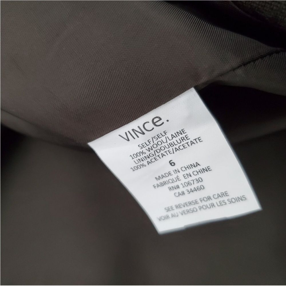 Vince olive green wool blazer size 6 P2P 17.5” - Picture 8 of 9